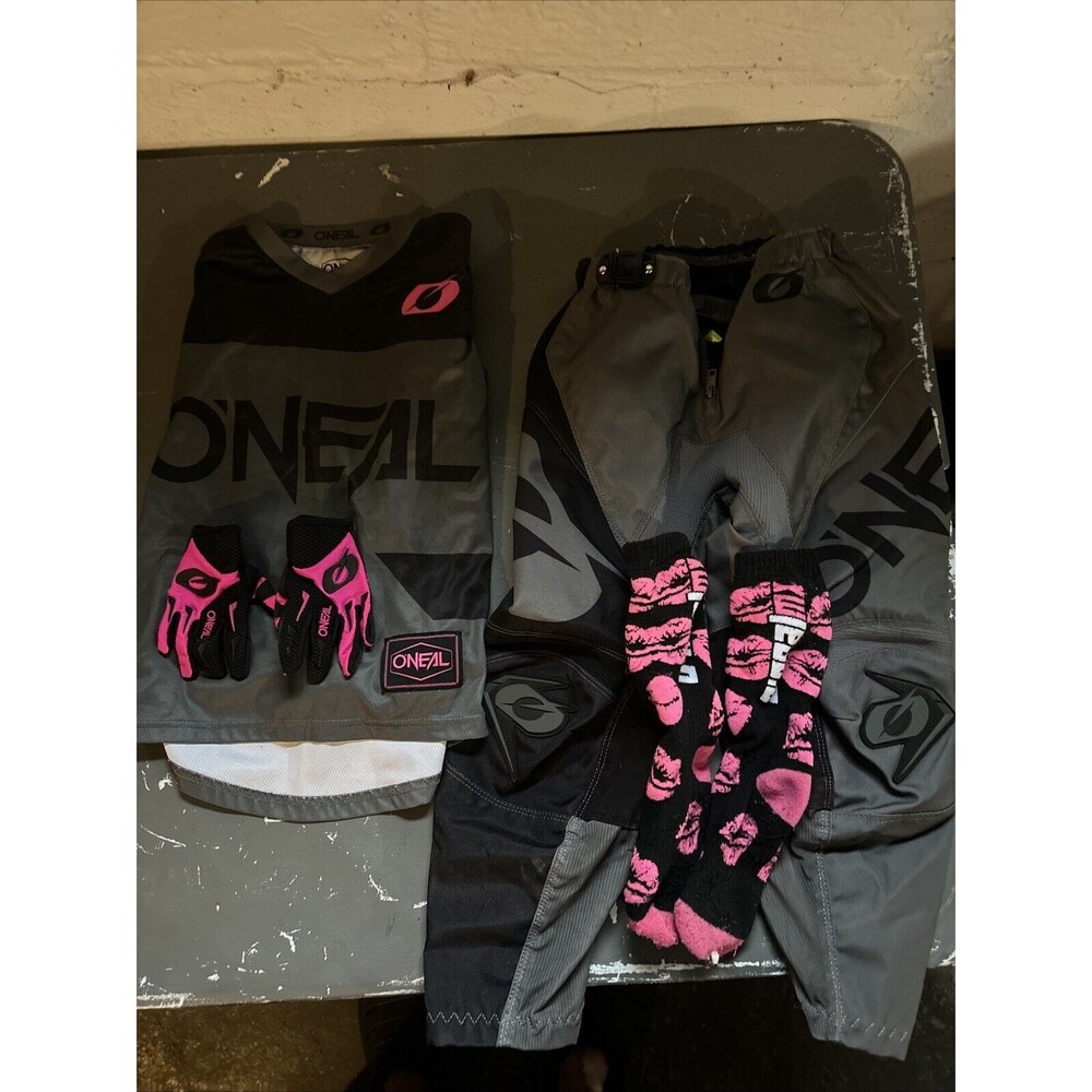 O'Neal Girls Youth Riding GearGray Colorblock Shirt Padded Elbow Enjoy Rid